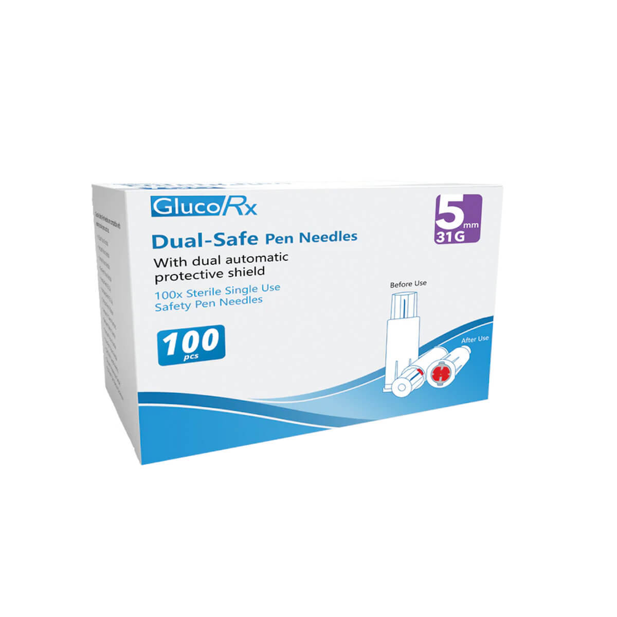 GlucoRx Dual-Safe Pen Needles 5mm/31g (100pcs) GlucoRx Dual-Safe Pen Needles 5mm/31g (100pcs)