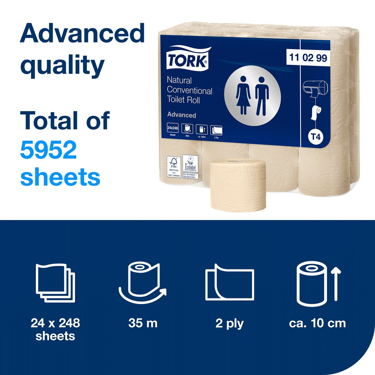 Tork Mini Jumbo T2 Toilet Roll Advanced 2ply Natural 170m x12 Tork Mini Jumbo T2 Toilet Roll Advanced 2ply Natural 170m x12