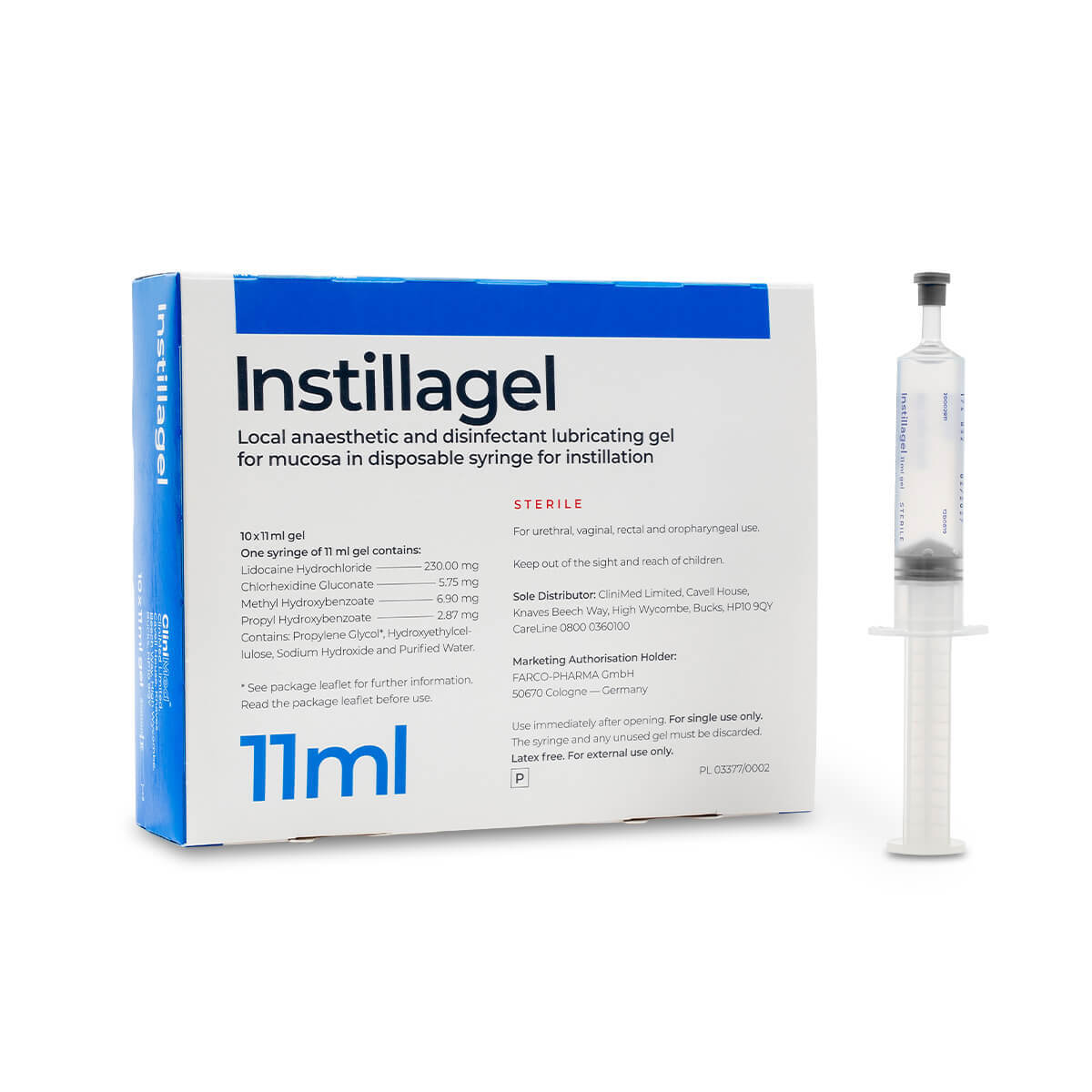 Instillagel 11ml Syringe P x10 Instillagel 11ml Syringe P x10