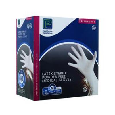 Premier Prestige Sterile Latex Powder-Free Examination Gloves White Large x50