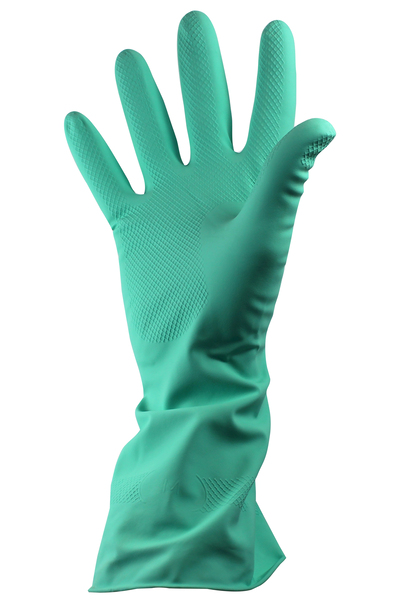 Household Rubber Flocklined Gloves Green Medium x12