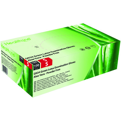 Aloecare Latex Powder-Free Examination Gloves Green Small x100