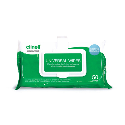 Clinell Universal Wipe Clip Pack x50