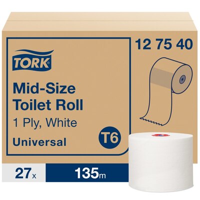 Tork Mid-size Toilet Roll 1ply 135m x27