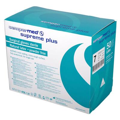 Sempermed Supreme Plus Latex Powder Free Surgeons Gloves White 6.5 x50