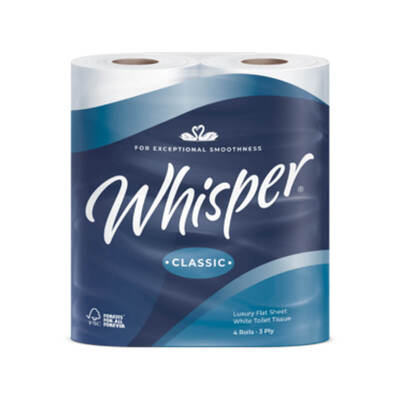 Whisper 3ply Classic Luxurious 4pack x 10 toilet paper