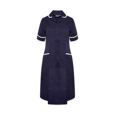 NURSES DRESS - NAVY/WHITE TRIM/UK 16