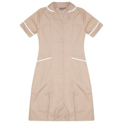 Nurses Dress Biscuit/White Trim uk 6
