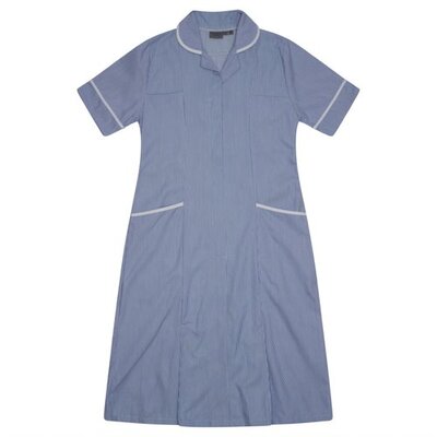 Nurses Dress Blue White Stripe/White Trim uk 6