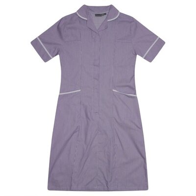 Nurses Dress Lilac White Stripe/White Trim uk 6