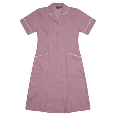 Nurses Dress Pink White Stripe/White Trim uk 6