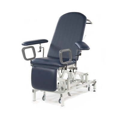 Medicare Phlebotomy Couch - Hydraulic with Manual Backrest - Pair Phlebotomy Armrests