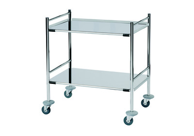 Sunflower Large Surgical Trolley with 2 Removable Folded Shelves Stainless Steel