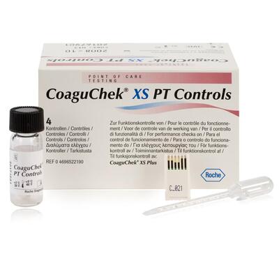 CoaguChek® XS PT Controls for CoaguChek® XS Plus and XS Pro meters, Box of 4