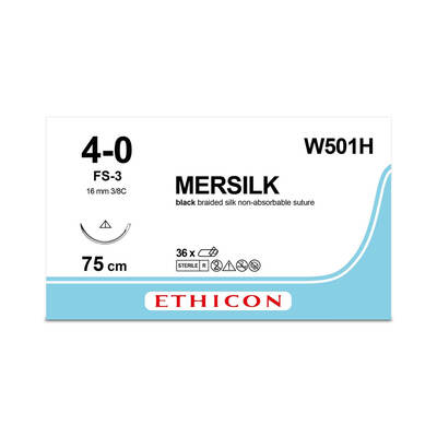 W501H	MERSILK* Suture	16mm	75cm	black	4-0  1.5	3/8 circle Conventional Cutting Needle		x36	D/T