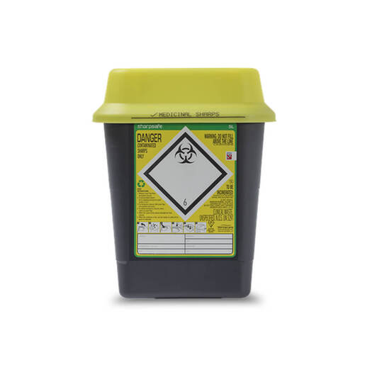 Sharpsafe 5L Grey Yellow Lid 