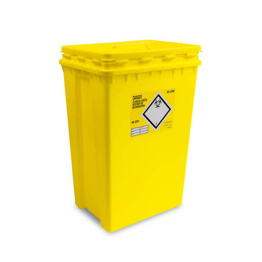 60L Clinical Waste Container Yellow Lid