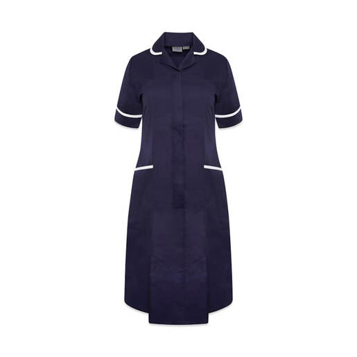 NURSES DRESS - NAVY/WHITE TRIM/UK 16