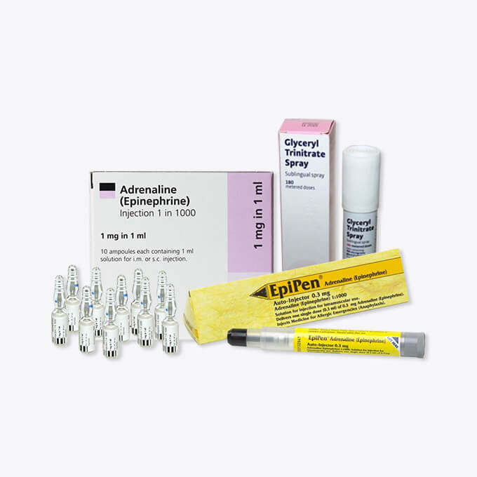 EpiPen and Adrenaline pharmaceuticals for cardiovascular treatments at Williams Medical Supplies